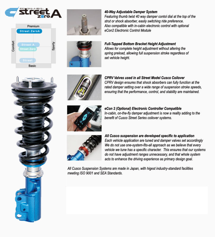 Cusco GR Corolla Street Zero-A Coilover Kit product image